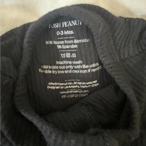 Posh peanut 0-3 month robbed black short sleeve romper - Picture 3 of 4